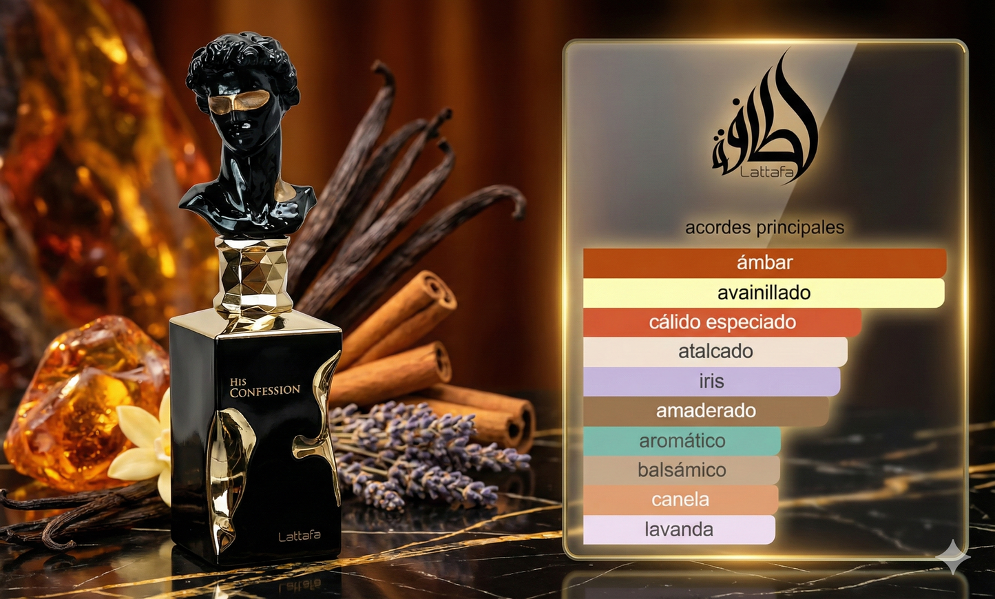 Lattafa His Confession | Perfume Amaderado Aromático | El Secreto de un Caballero